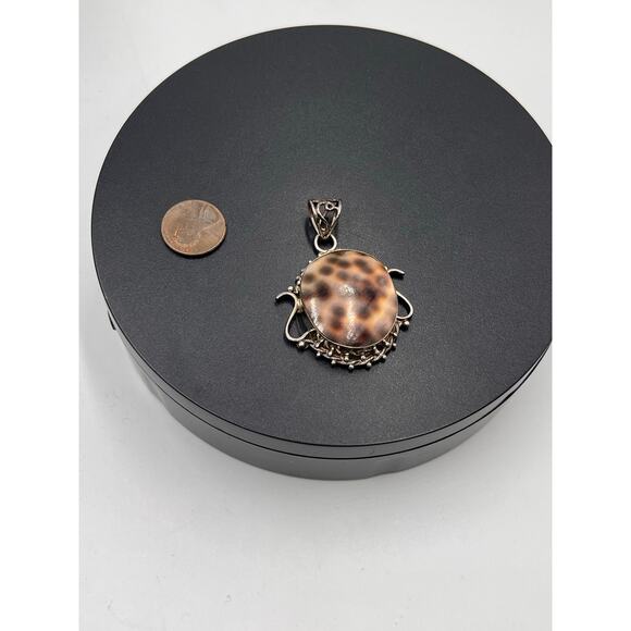 Dalmatian Jasper Spotted Sterling Silver patience understanding Stone Pendant - Picture 2 of 6